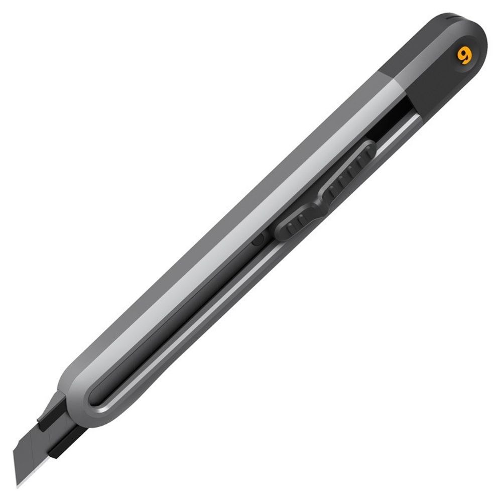 Технический нож "Home Series Black" Deli HT4009  ширина лезвия 9мм, эксклюзивный дизайн, корпус из высококачественного софттач пластика