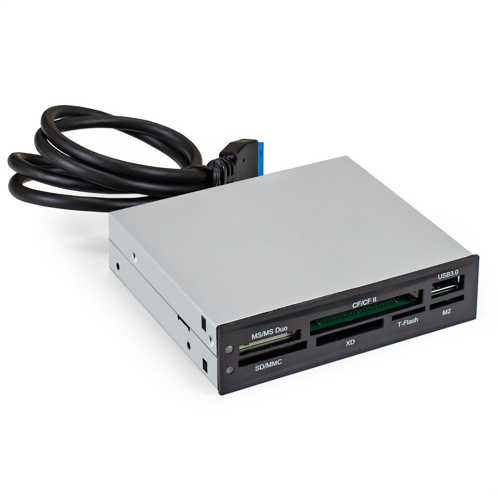 Картридер Exegate «Картридер USB3.0 ExeGate <CR-611U3> (внутренний, 3.5», мультиформатный:» SD/SDHC/SDXC/MMC/microSD/T-Flash/CF/MS/MS micro/XD, 1 доп.порт USB3.0, черный, металл) (133273)