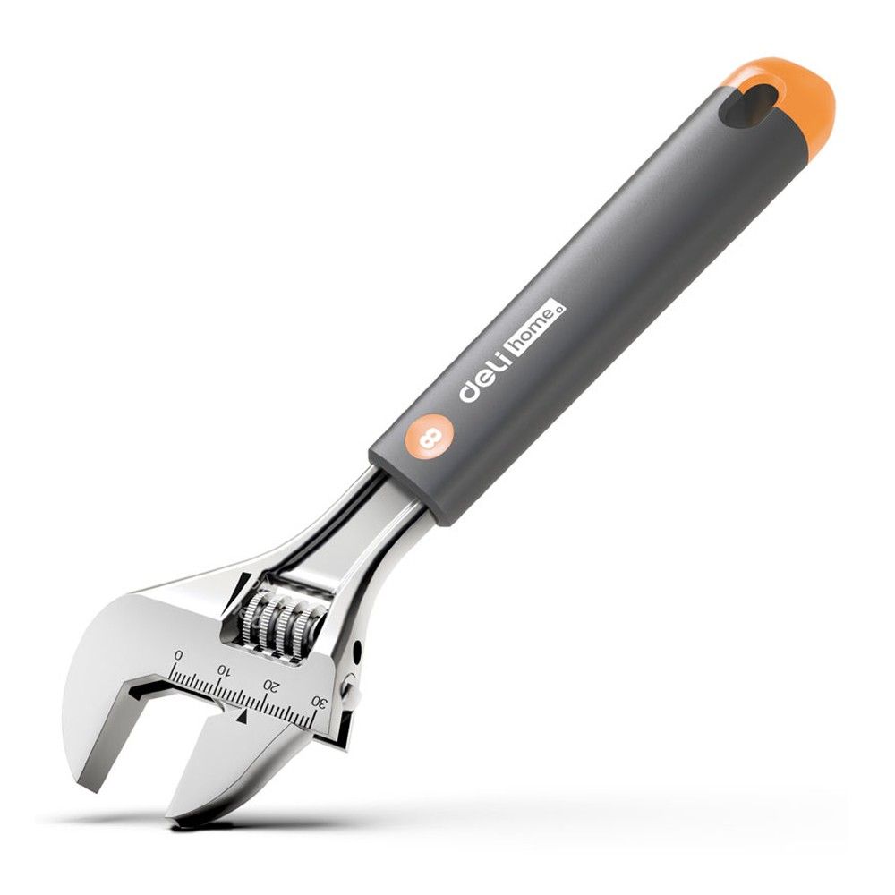 Разводной ключ «Home Series Gray" Deli HT1508C 200мм, эксклюзивный дизайн, рукоятка - высококачественный софттач пластик