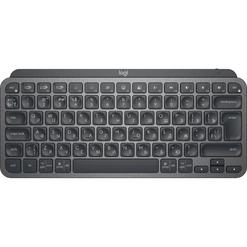 Клавиатура беспроводная Logitech MX Keys Mini Graphite |920-010501| Компактная, черная, Bluetooth LE/Logi Bolt, автоматическая подсветка, встроенная батарея, Type-C коннектор, кабель Type-C - Type-A в комплекте