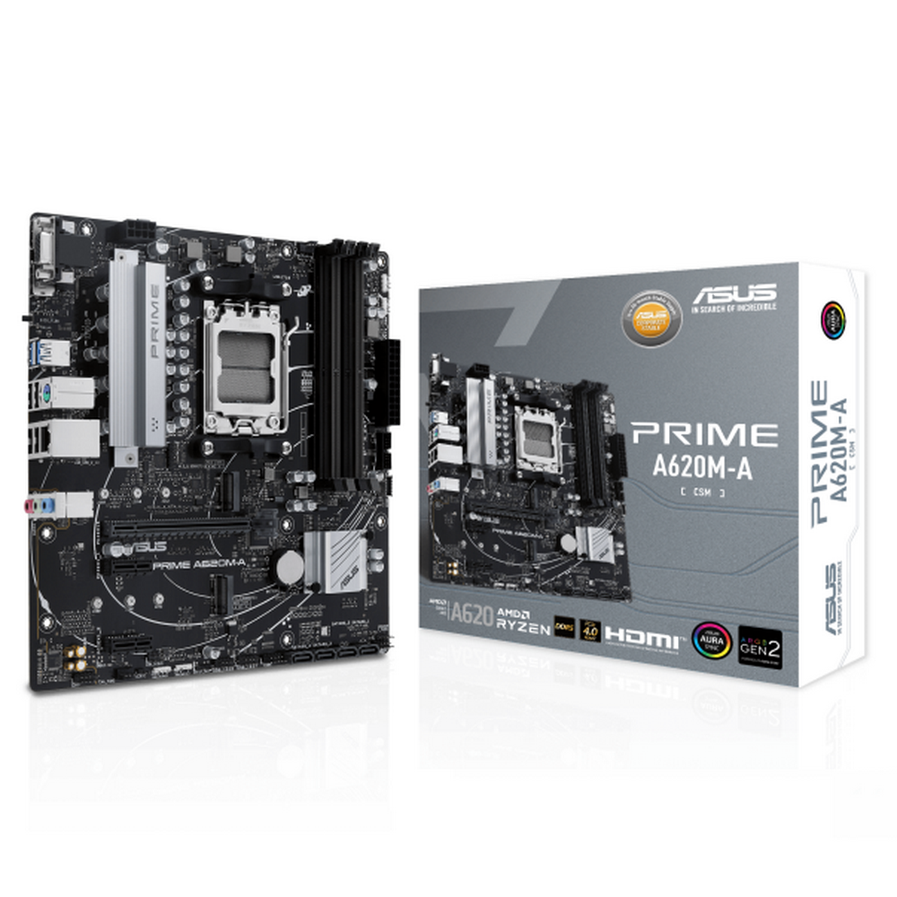 Материнская плата ASUS PRIME A620M-A-CSM AM5 mATX 4xDDR5 PCIEx16 2xPCIEx1 2xM.2 DP HDMI VGA GLAN