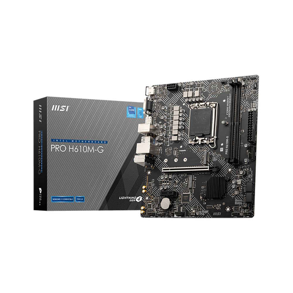 Материнская плата MSI PRO H610M-G H610, LGA1700, 2*DDR5, 1*PCIEx16, 1*PCIEx1, 1*M.2, 4*USB3.2Gen1, 6*USB2.0, 4*SATA3.0, 1G, VGA, DP, HDMI, M-ATX, RTL