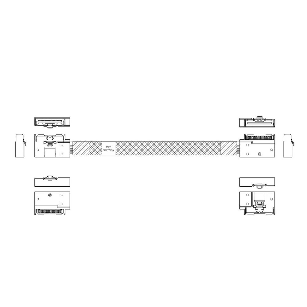 Кабель JPC P732EGB00800-1    Cable MCIO x8 74P (угловой Right Exit)  -TO-  MCIO x8 74P (угловой Right Exit) , 85 Ohm, L:80cm
