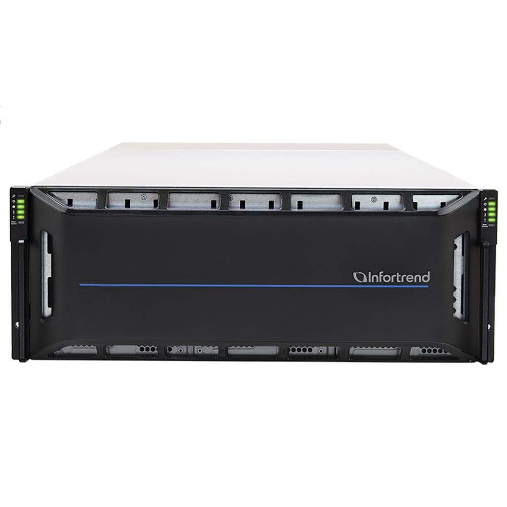 Сетевой накопитель Infortrend CS 2060D-J 4U/60bay, scale-out NAS, dual nodes subsystem including 2x4 Core CPU, 128GB (8x16GB), 8x10GbE(SFP+), 4x12Gb/s SAS EXP. Ports, 2x(PSU+FAN), 2x(SuperCap.+flash), 60 x 3.5" drive trays and rackmount kit, scale out to 144 nodes (w/o 2.5")