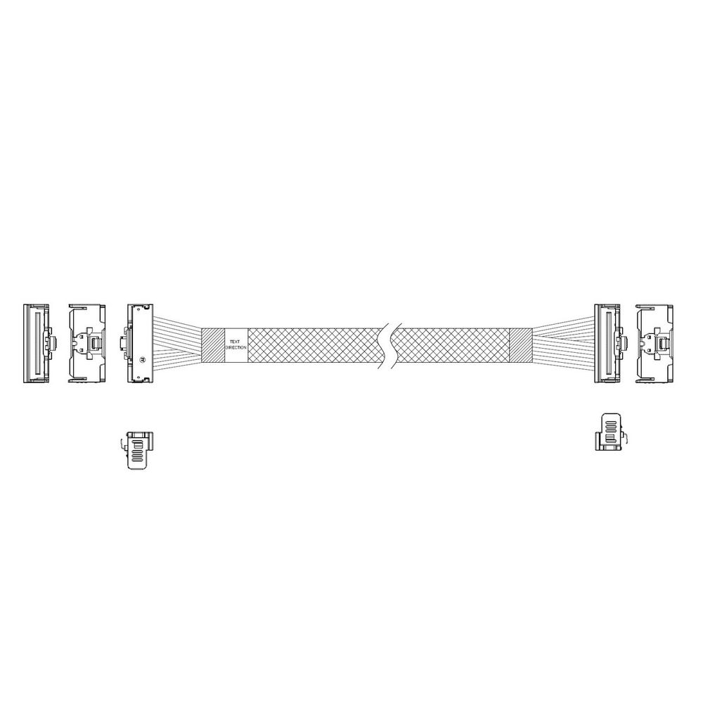 Кабель L285MM008-SD-R    Cable MCIO x8 74P (угловой Right Angle)  -TO-  MCIO x8 74P (угловой Right Angle) , 85 Ohm, L:80cm