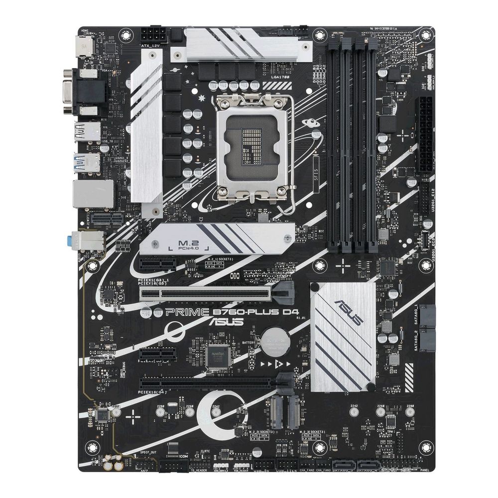 Материнская плата ASUS PRIME B760-PLUS D4 LGA1700 ATX 4xDDR4 2xPCIEx16 2xPCIEx1 3xM.2 USB-C DP HDMI VGA 2.5GLAN (90MB1CW0-M1EAY0)