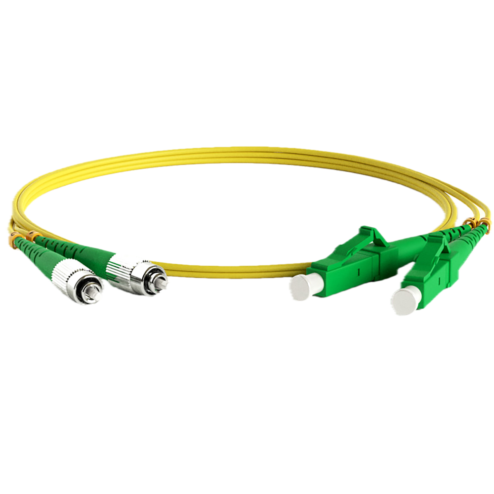 Кабельная сборка Hyperline FC-D2-9-FC/AR-LC/AR-H-2M-LSZH-YL Патч-корд волоконно-оптический (шнур) SM 9/125 (OS2), FC/APC-LC/APC, 2.0 мм, duplex, LSZH, 2м