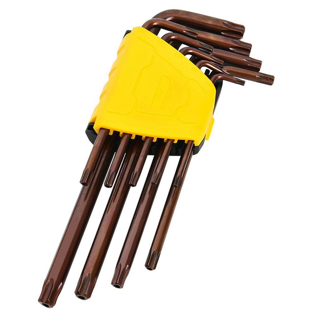 Набор шестигранных ключей "TORX" удлиненных Deli DL230707G 9 шт  S2, размеры T10,T15,T20,T25,T27,T30,T40,T45,T50, пластиковый держатель