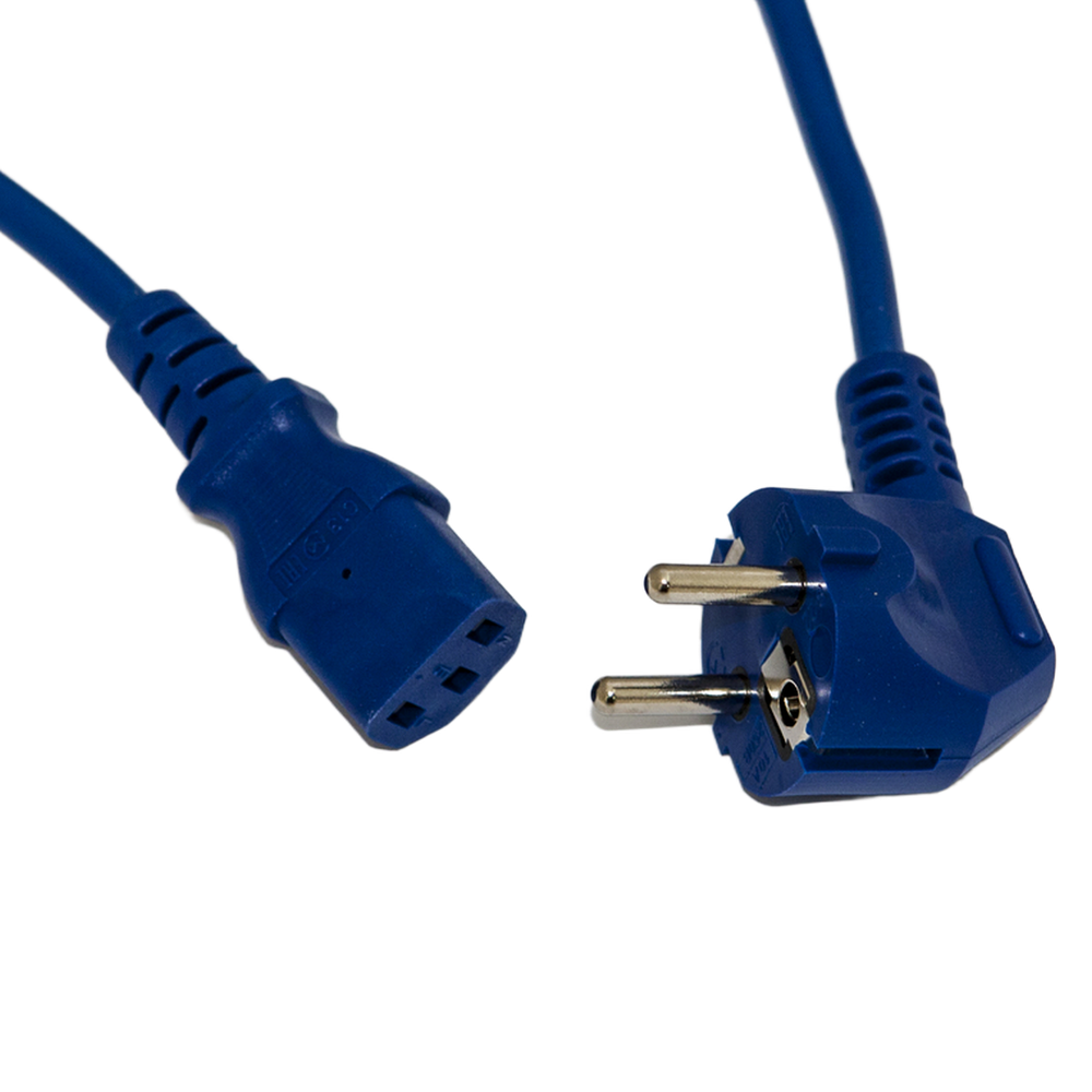 Сетевой кабель Hyperline PWC-IEC13-SHM-5.0-RD  питания компьютера (Schuko+C13) (3x1.0), 10A, угловая вилка, 5м, цвет красный (ПВС-АП-3*1,0-250-S22C13-10-5,0 ГОСТ 28244-96)