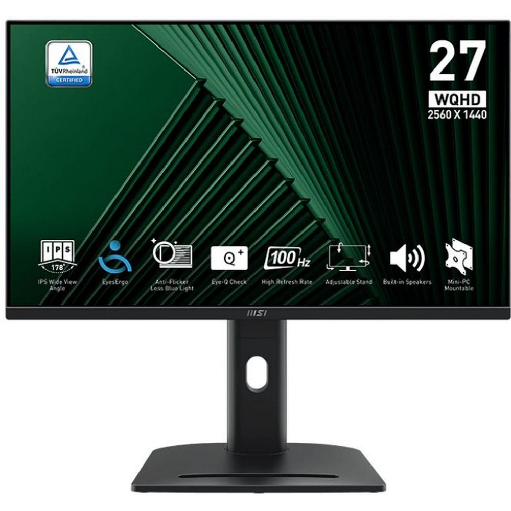 Монитор 27" MSI PRO MP275QPG  IPS, 2560x1440, 100Hz, 4ms, 300сd/m, 1300:1, HDR | 2xHDMI(2.0b), DP(1.2a) | HAS, Pivot, Swivel, InPSU, Speakers, Vesa 100, Black