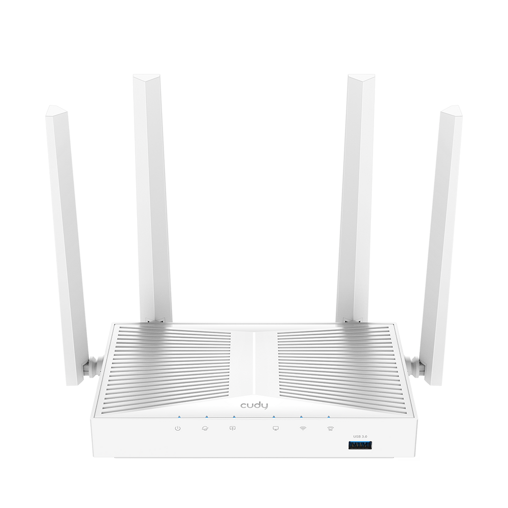 Маршрутизатор CUDY AC1200 Gigabit Wi-Fi Mesh Router with USB, Chipset MediaTek, 5 × 10/100/1000Mbps RJ45 Ports, 4 x 5dBi fixed antennas, 1 USB 3.0, WiFi router/AP/ Repeater/WISP Mode, 802.11ac/a/b/g/n, 867Mbps at 5GHz + 300Mbps at 2.4GHz, Zerotier/Wireguard/OpenVPN/IPSec/L2T