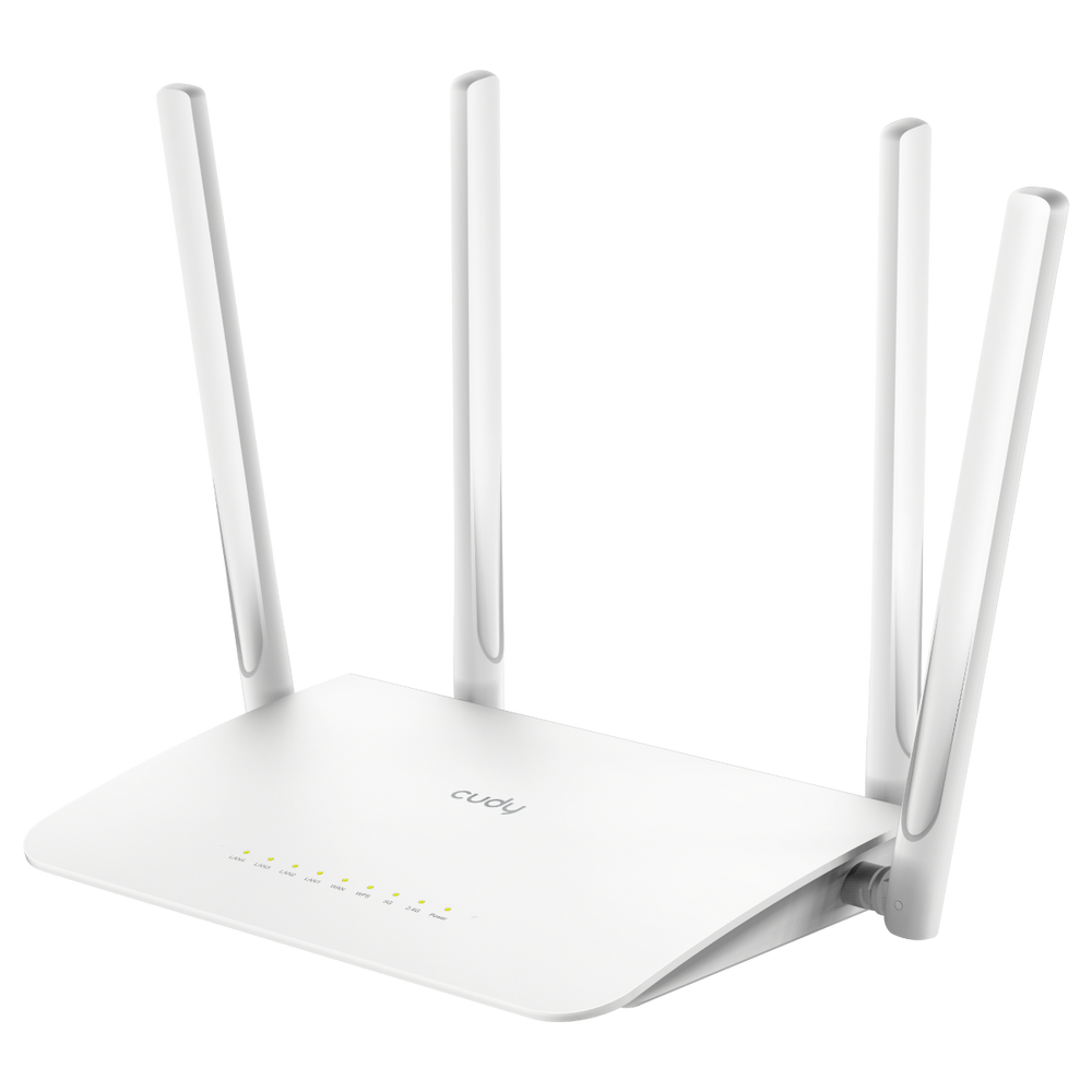 Маршрутизатор CUDY AC1200 Gigabit Wi-Fi Mesh Router Dual Band, Chipset MediaTek, 5 × 10/100/1000Mbps RJ45 Ports, 4 x 5dBi fixed antennas,  WiFi router/AP/ Repeater/WISP Mode, 802.11ac/a/b/g/n, 867Mbps at 5GHz + 300Mbps at 2.4GHz, Zerotier/Wireguard/OpenVPN/IPSec/L2TP/PPTP VP