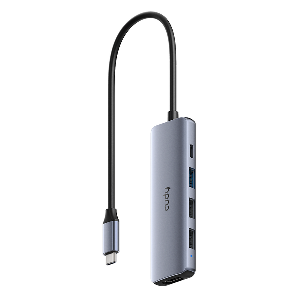 Концентратор CUDY  UH405  5-IN-1 USB-C Hub with 4K HDMI 5-IN-1 USB Hub, Aluminium housing,1 USB-C 3.0 5Gbps male connecter with 25cm cable, 1x 4K@30Hz HDMI Port, 1x 100W USB-C port for PD Charging, 1 USB-A 3.0 5Gbps Port, 2 USB-A 2.0 Data Ports,  compatible with MacBook, Mac Pro, Mac mini, iMac, Surface Pro, XP