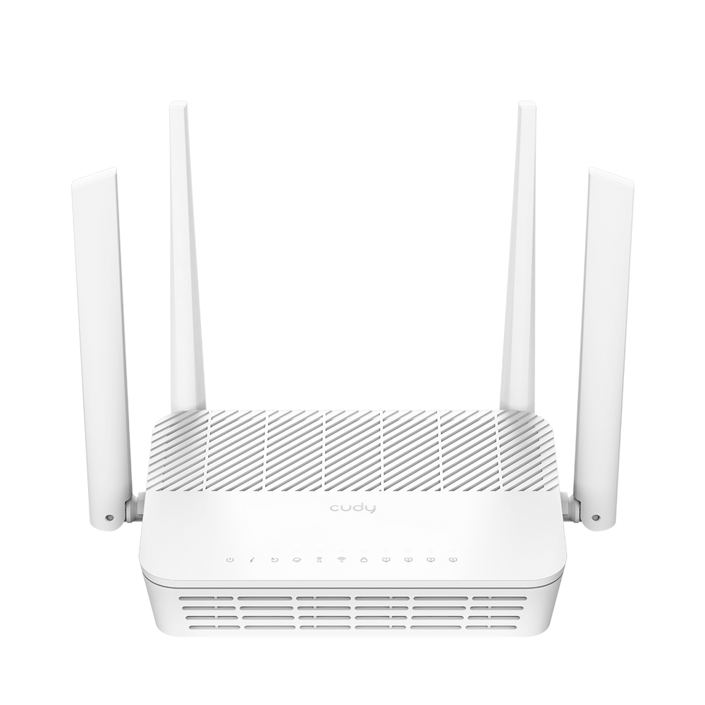 Маршрутизатор CUDY  GP3000  AX3000 Wi-Fi 6 GPON Router Dual Band Gigabit xPON, Realtek chipset, GPON/EPON,  2402Mbps at 5GHz + 576Mbps at 2.4GHz, 802.11ax/ac/a/b/g/n, 1 PON Port, 4 Gigabit RJ45 port, Power ON/OFF Button,WPS Button,WiFi Button, Reset button,TR069/TR098/TR111/TR181,EasyMesh