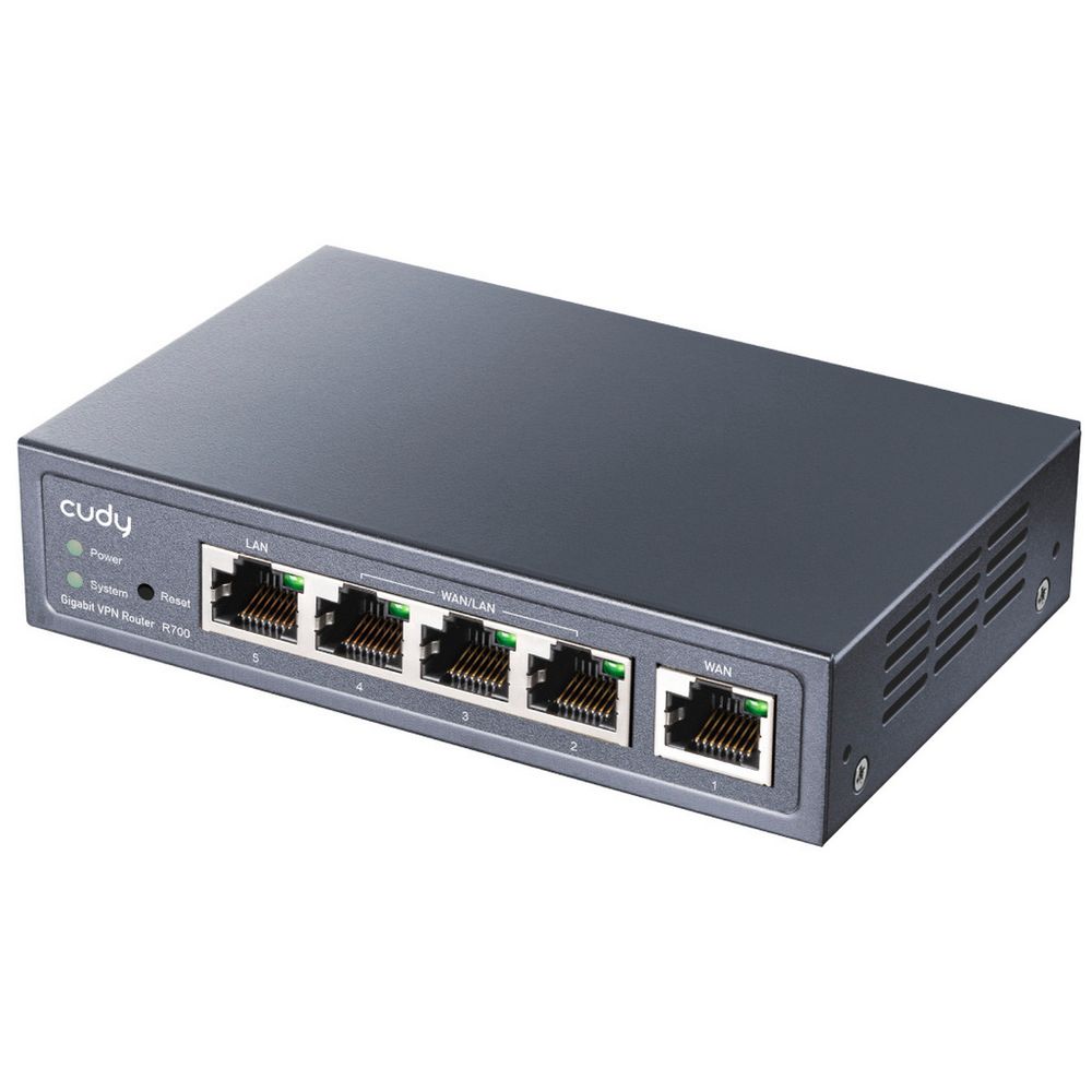 Маршрутизатор CUDY Gigabit Multi-WAN VPN Router, 1 GbE WAN,  1GbE LAN, 3 Configurable WAN/LAN,  Load balancing,  Link Backup, Zerotier/Wireguard/OpenVPN/IPSec/L2TP/PPTP VPN Server and Client, Zerotier,  IPv6, TR069/098/TR181/TR111, DNS over Cloudflare/Google/Quad9
