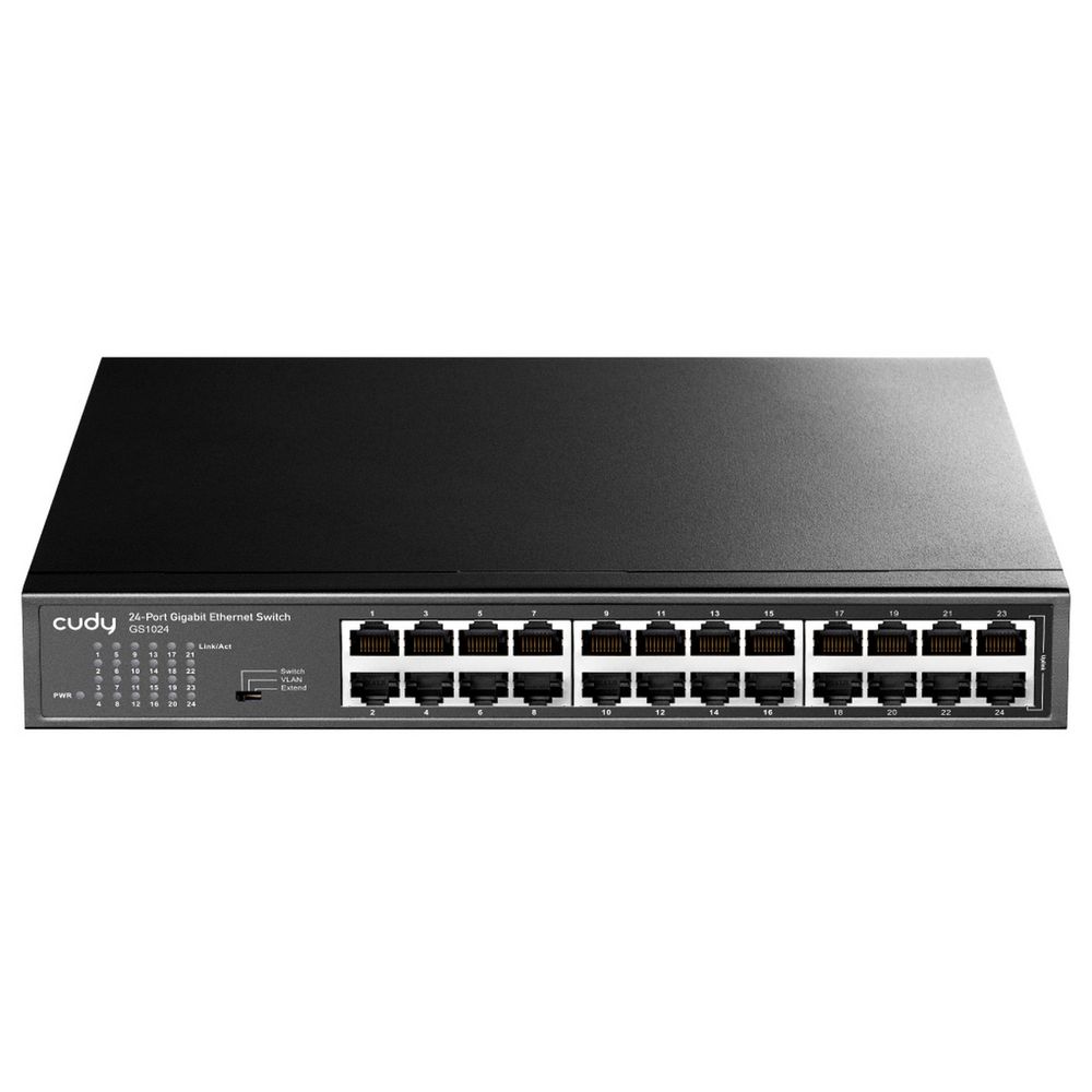 Коммутатор CUDY 24-Port Gigabit Metal Switch 24-Port Gigabit Switch, 24 Gigabit RJ45 Ports, IGMP Snooping, Loop Detection/Prevention, 802.1p/DSCP QoS, Switch/VLAN/Extend working mode DIP switch, Rack-mountable Steel Case, Power Saving, Plug & Play, Rack-Mount kits included