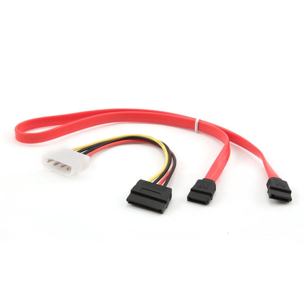 Комплект кабелей SATA Cablexpert CC-SATA-N, интерфейсный (48см) 7pin/7pin и питания (15см) 4pin/15pin, медь, пакет