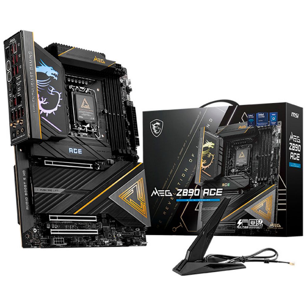 Материнская плата MSI MEG Z890 ACE Z890, LGA1851, 4*DDR5, 3*PCIEx16, 5*M.2, 3*TypeC, 11*USB3.2Gen2, 4*USB3.2Gen1, 4*USB2.0, 4*SATA3.0, 10G, 2*Type-C(DP), HDMI, ATX, RTL