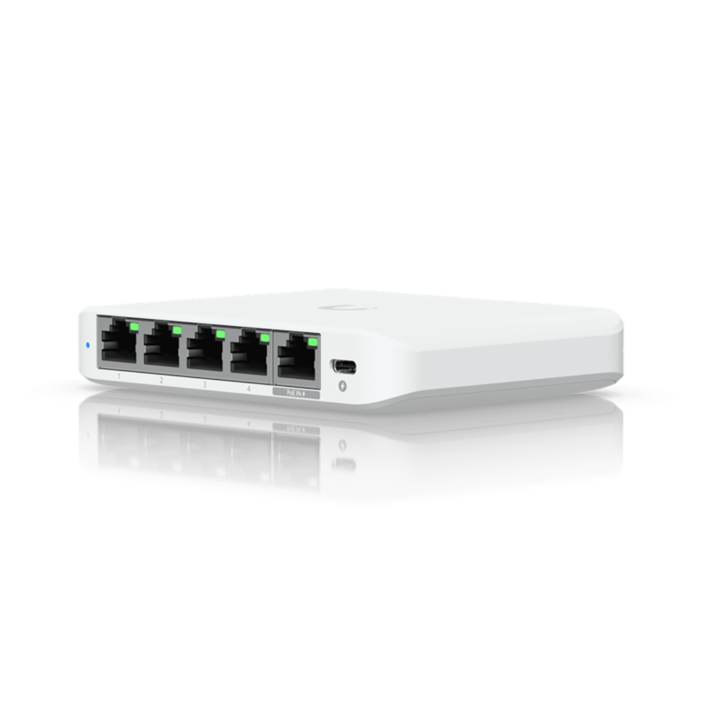 Коммутатор Ubiquiti UniFi Switch Flex Mini 2.5G Compact, 5-port 2.5G switch that can be powered with PoE or a USB-C adapter.