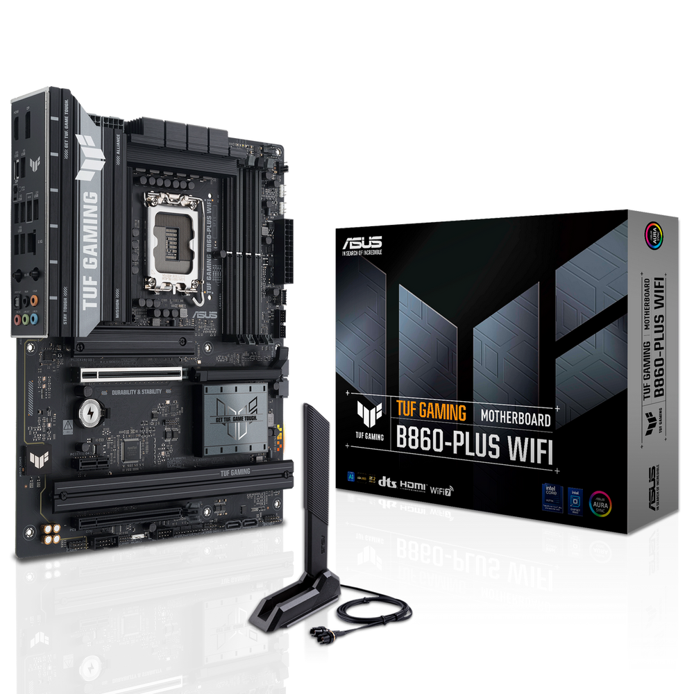 Материнская плата ASUS TUF GAMING B860-PLUS WIFI LGA1851 ATX 4xDDR5 2xPCIEx16 PCIEx1 3xM.2 USB-C DP HDMI 2.5GLAN Wi-Fi 7
