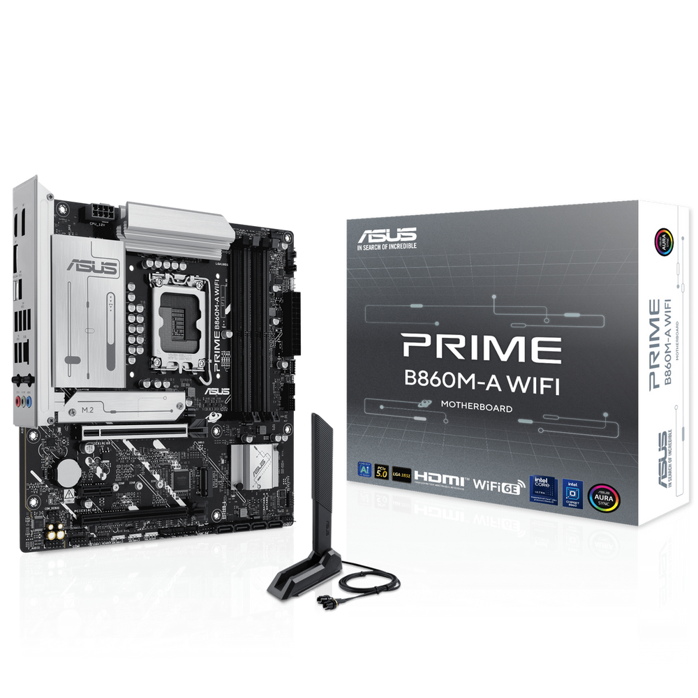 Материнская плата ASUS PRIME B860M-A WIFI LGA1851 mATX 4xDDR5 2xPCIEx16 PCIEx1 2xM.2 USB-C 2xDP HDMI 2.5GLAN Wi-Fi 6Е