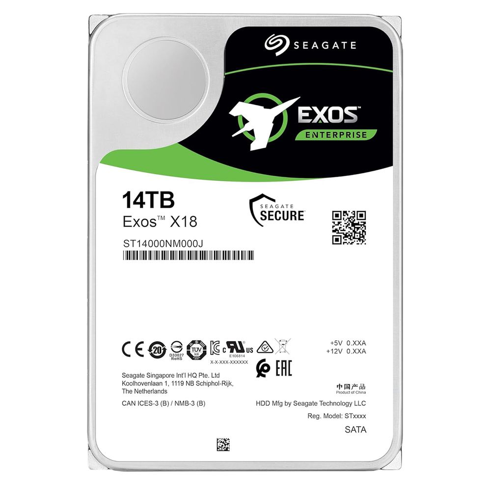 Жесткий диск серверный Seagate 3.5" 14TB Exos X18 ST14000NM000J SATA 6Gb/s, 7200rpm, 256MB