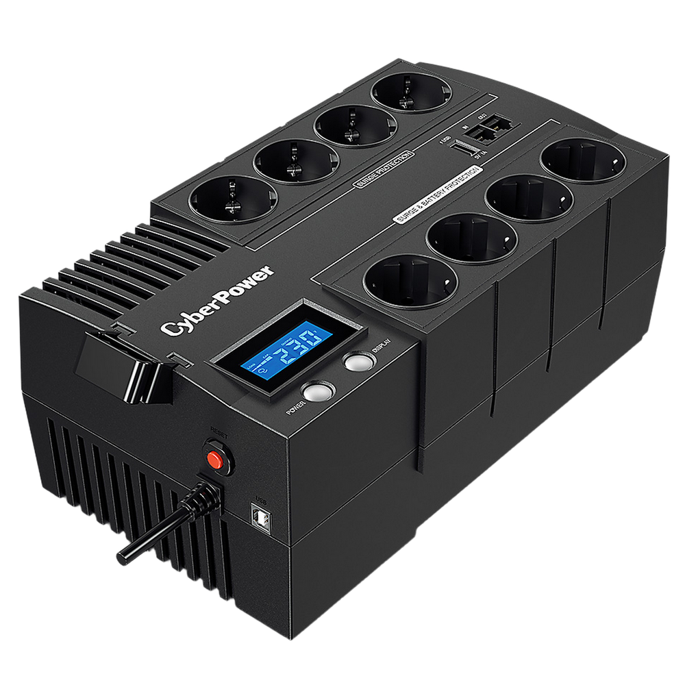 Источник бесперебойного питания (ИБП) CyberPower  BR700E, Line-Interactive, 700VA/420W,  8 (4+4) Schuko розеток, USB. / CBR-BR700EA / UPS CyberPower BR700E, Line-Interactive, 700VA/420W, 8 (4+4) Schuko sockets, USB.