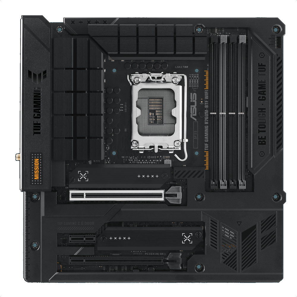 Материнская плата ASUS TUF GAMING B760M-BTF WIFI LGA1700 mATX 4xDDR5 2хPCIEx16 PCIEx1 2xM.2 3xUSB-C DP HDMI 2.5GLAN WIFI 6