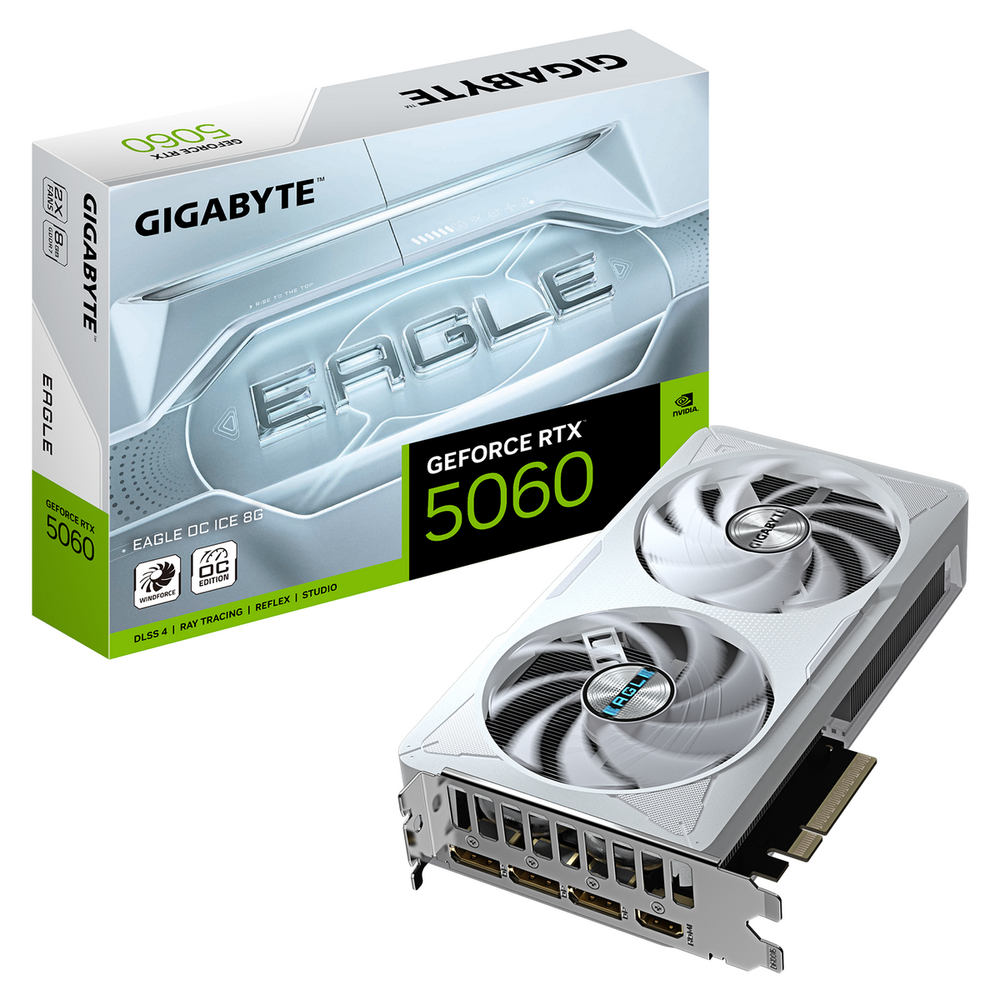 Видеокарта Gigabyte RTX5060 EAGLE OC ICE 8GB GDDR7 128bit 3xDP HDMI 2FAN RTL