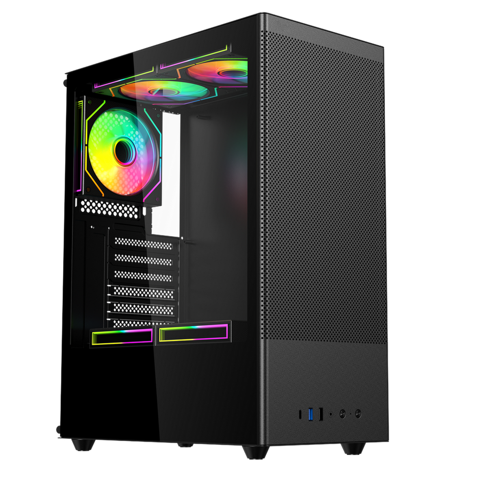 Корпус для ПК ACD Citadel 108B ATX, Type-C + 2XUSB ports + HD audio combo, Mesh, TG, Black.
