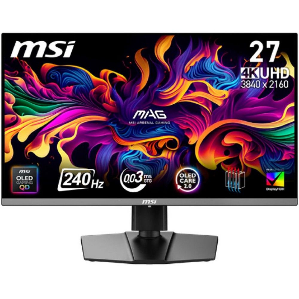 Монитор 26.5" MSI MAG 272UP QD-OLED X24  QD-OLED, 3840x2160, 240Hz, 0,03ms, 250сd/m, 1500000:1, HDR10 | 2xHDMI(2.1), DP(1.4a), Type-C(PD-15W) | HAS, Pivot, Swivel, InPSU, Vesa 100, Black