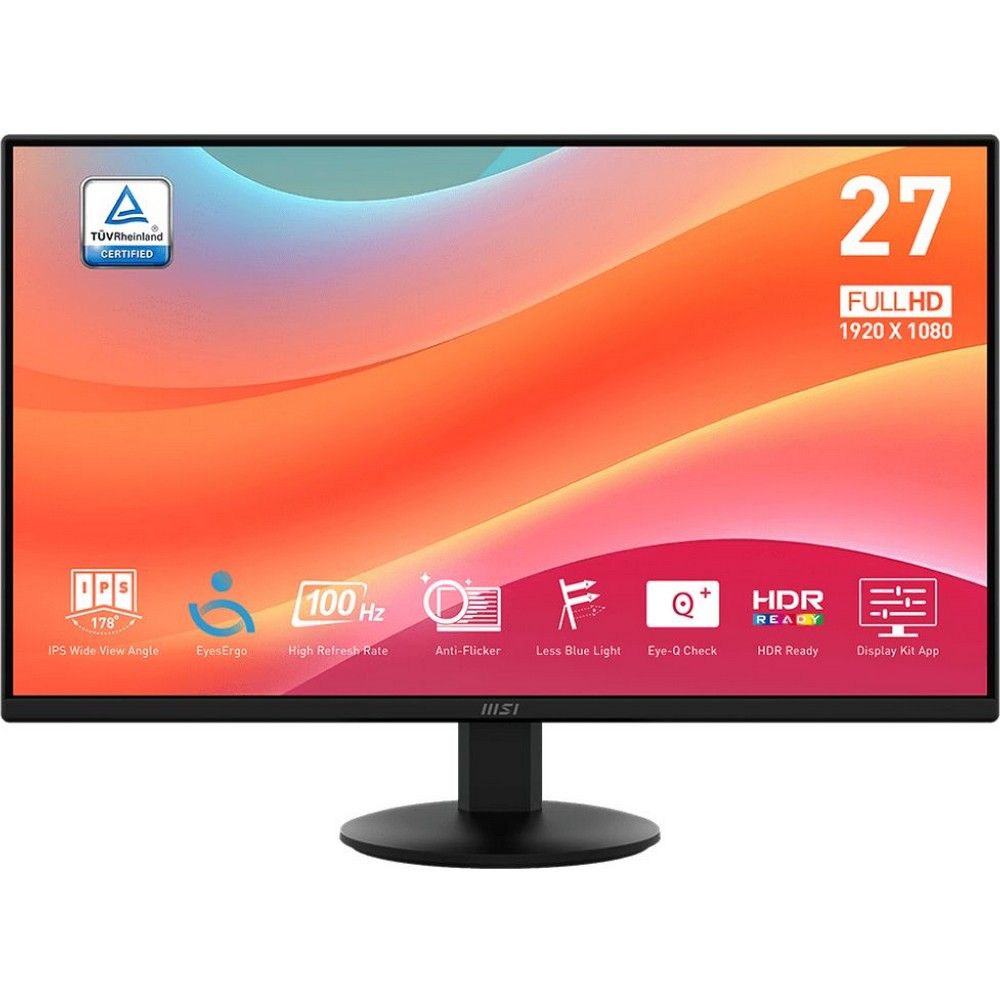 Монитор 27" MSI PRO MP272L  IPS, 1920x1080, 100Hz, 4ms, 250сd/m, 1300:1, HDR | HDMI(1.4b), DP(1.2a) | ExPSU, Black