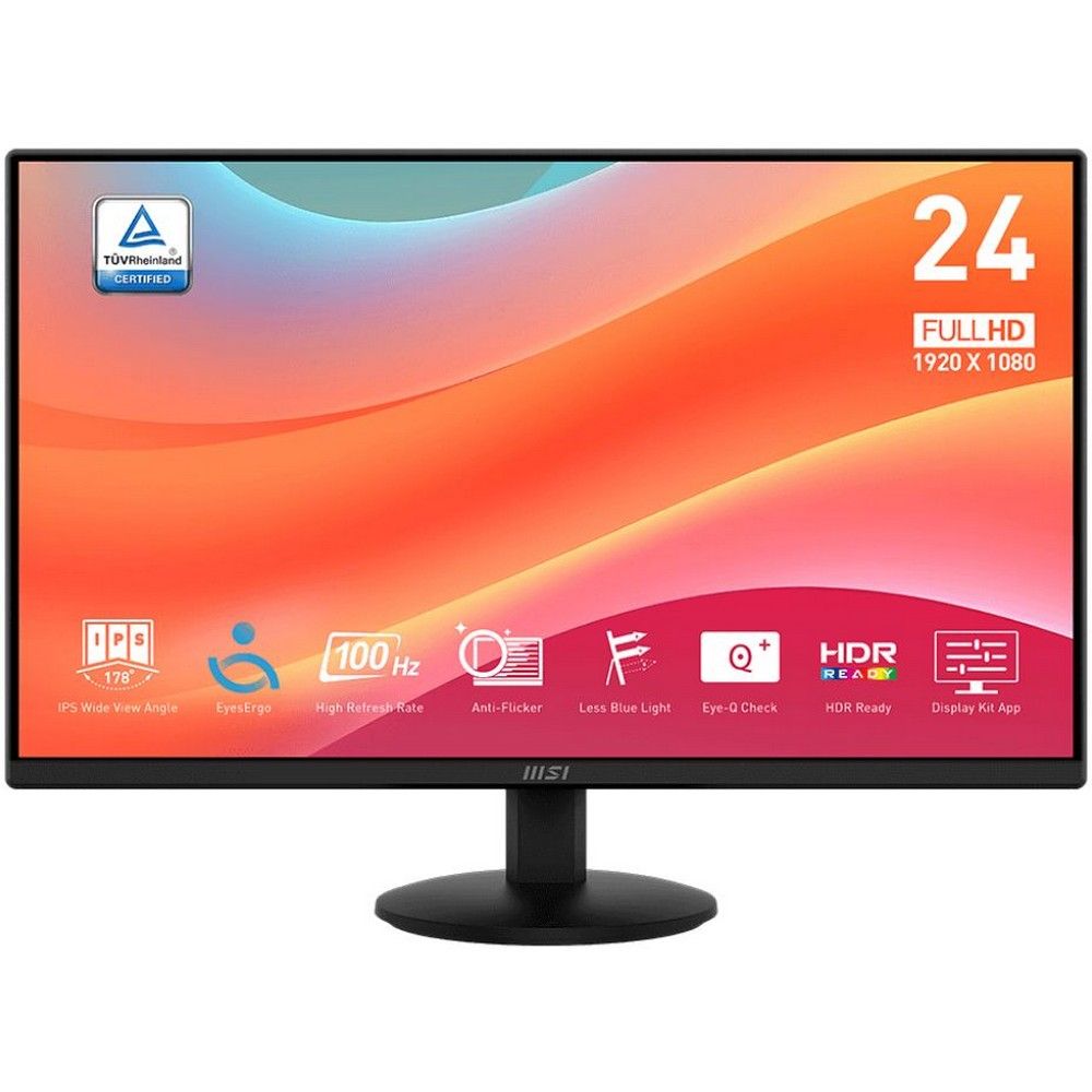 Монитор 23.8" MSI PRO MP242L  IPS, 1920x1080, 100Hz, 4ms, 250сd/m, 1000:1, HDR | HDMI(1.4b), DP(1.2a) | ExPSU, Black
