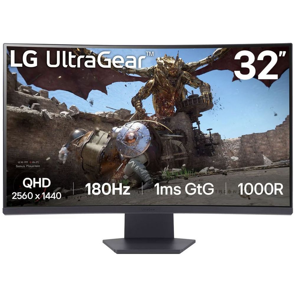 Монитор 31.5" LG 32GS60QC-B Black (VA, 2560x1440, HDMI+HDMI+DP, 1 ms, 178°/178°, 300 cd/m, 3000:1, 180Hz, Curved 1000R)