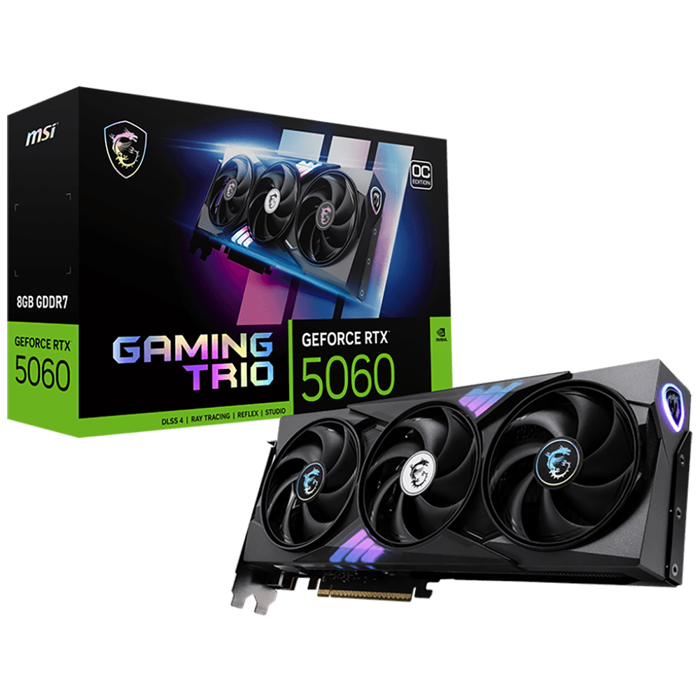 Видеокарта MSI RTX5060 GAMING TRIO OC 8GB GDDR7 128bit 3xDP HDMI 3FAN RTL
