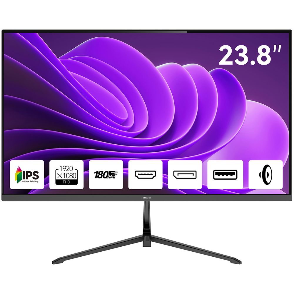 Монитор 23.8" AIWA MD2410  IPS, 1920x1080, 180Hz, 1ms, 300сd/m, 1000:1, HDR | 2xHDMI(2.0), DP(1.2) | ExPSU, Speakers, Vesa 75, Black