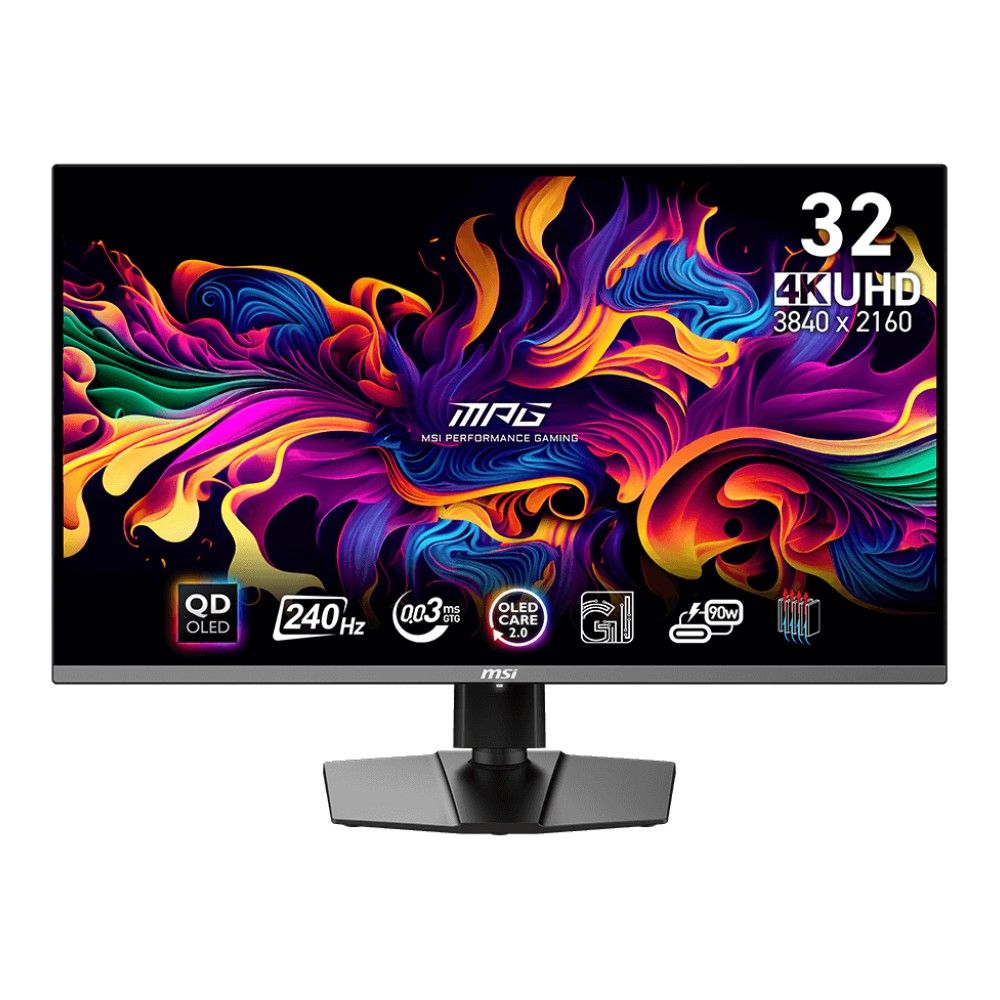 Монитор 31.5" MSI MPG 321URX QD-OLED  QD-OLED, 3840x2160, 240Hz, 0,03ms, 250сd/m, 1500000:1, HDR10 | 2xHDMI(2.1), DP(1.4a), Type-C(PD-90W), 2xUSB2.0 | HAS, Swivel, InPSU, , Vesa 100, Black