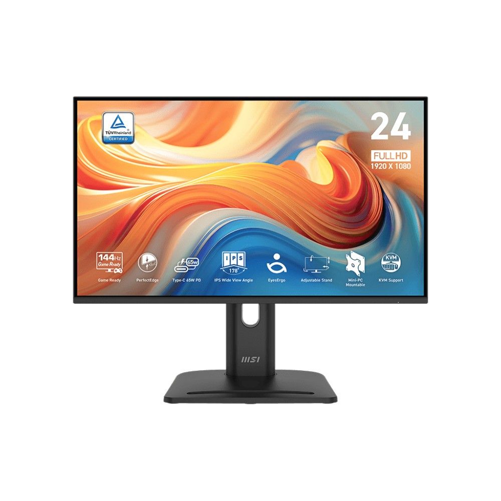 Монитор 23.8" MSI PRO MP245PHG E14  IPS, 1920x1080, 144Hz, 4ms, 300сd/m, 1500:1, HDR | HDMI(2.0), DP(1.2a), Type-C(PD-65W), 2xUSB3.2 | HAS, Pivot, Swivel, InPSU, Speakers, Vesa 100, Black
