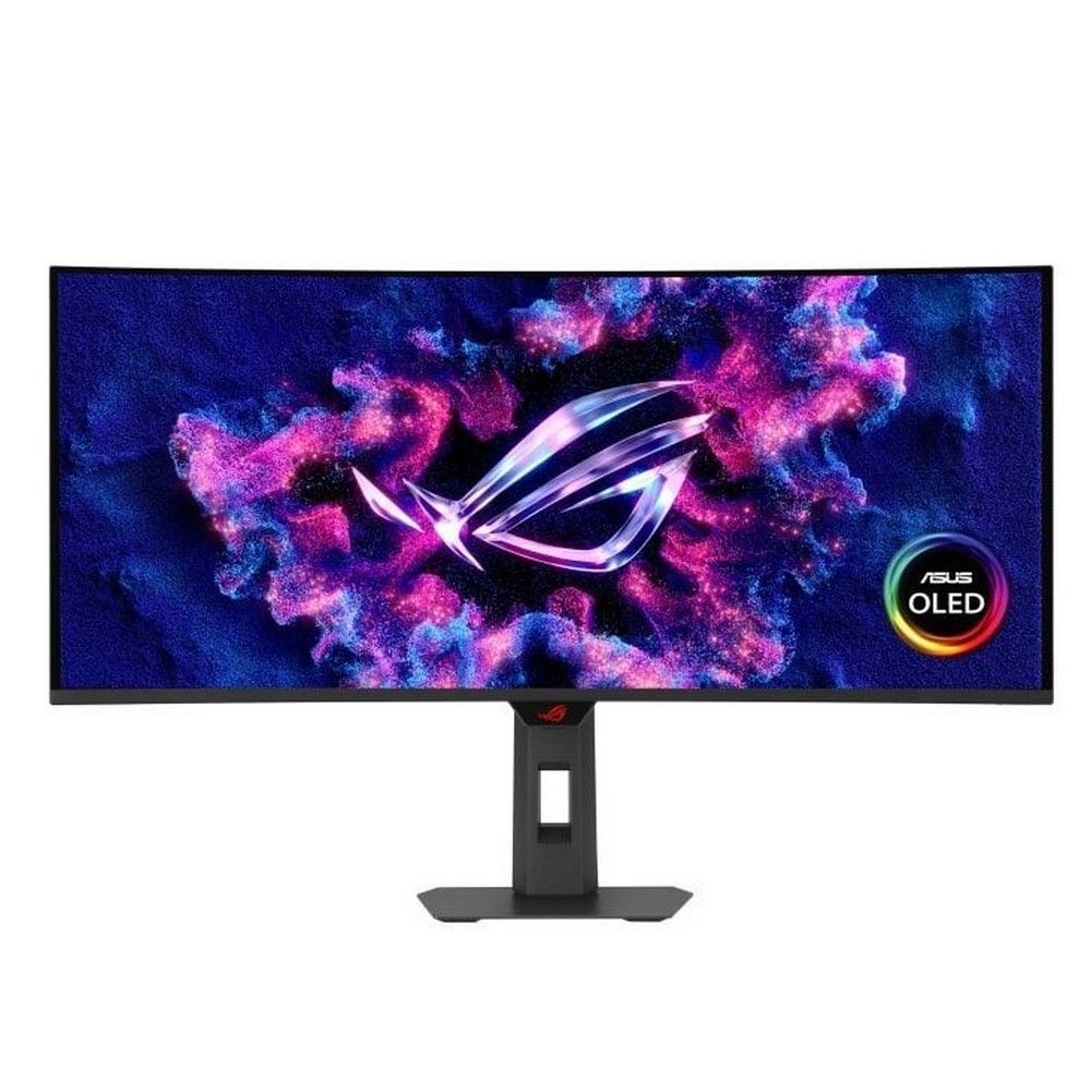 Монитор 34" ASUS XG34WCDG Curved QD-OLED, 3440x1440, 175Hz, 0,03ms, 250сd/m, 1500000:1, HDR10 | 2xHDMI(2.1), DP(1.4), Type-C(PD-15W), 2xUSB3.2 | HAS, Swivel, InPSU, Vesa 100, Black