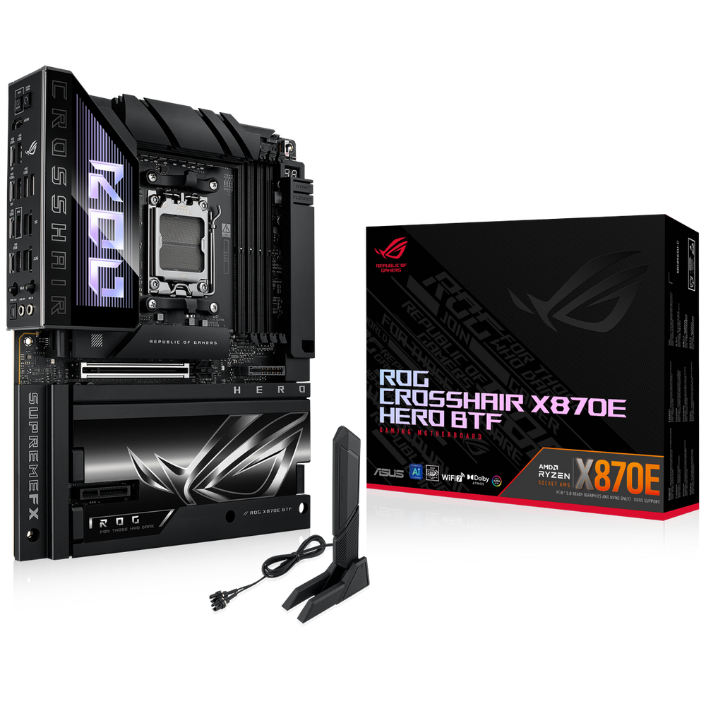 Материнская плата ASUS ROG CROSSHAIR X870E HERO BTF AM5 ATX 4xDDR5 PCIEx16 PCIEx4 5xM.2 4xUSB-C HDMI 5GLAN 2.5GLAN Wi-Fi 7