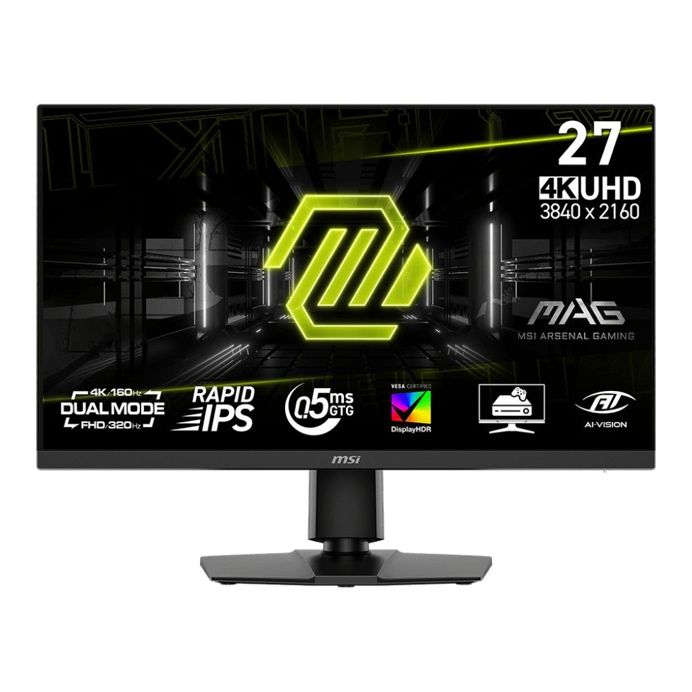 Монитор 27" MSI MAG 272URDF E16  Rapid IPS, 3840x2160/1920x1080, 160Hz/320Hz, 0,5ms, 400сd/m, 1000:1, HDR10 | 2xHDMI(2.1), DP(1.4a), 2xUSB2.0 | HAS, Pivot, Swivel, InPSU, Vesa 100, Black