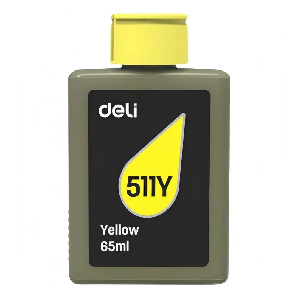 Чернила водорастворимые Deli 511Y-EA1 желтый 65 мл (совместимы с Deli 511, 516) Bad Pack