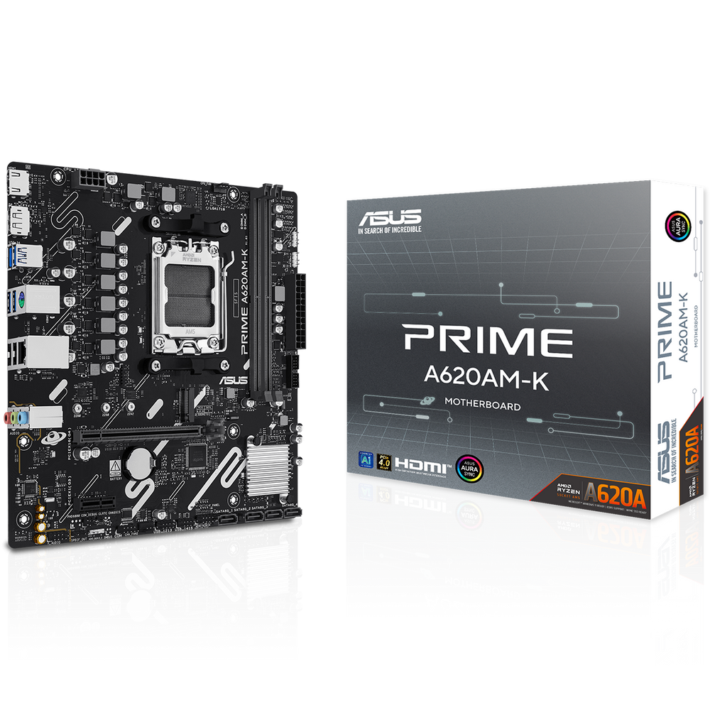 Материнская плата ASUS PRIME A620AM-K AM5 mATX 2xDDR5 PCIEx16 PCIEx1 M.2 DP HDMI GLAN