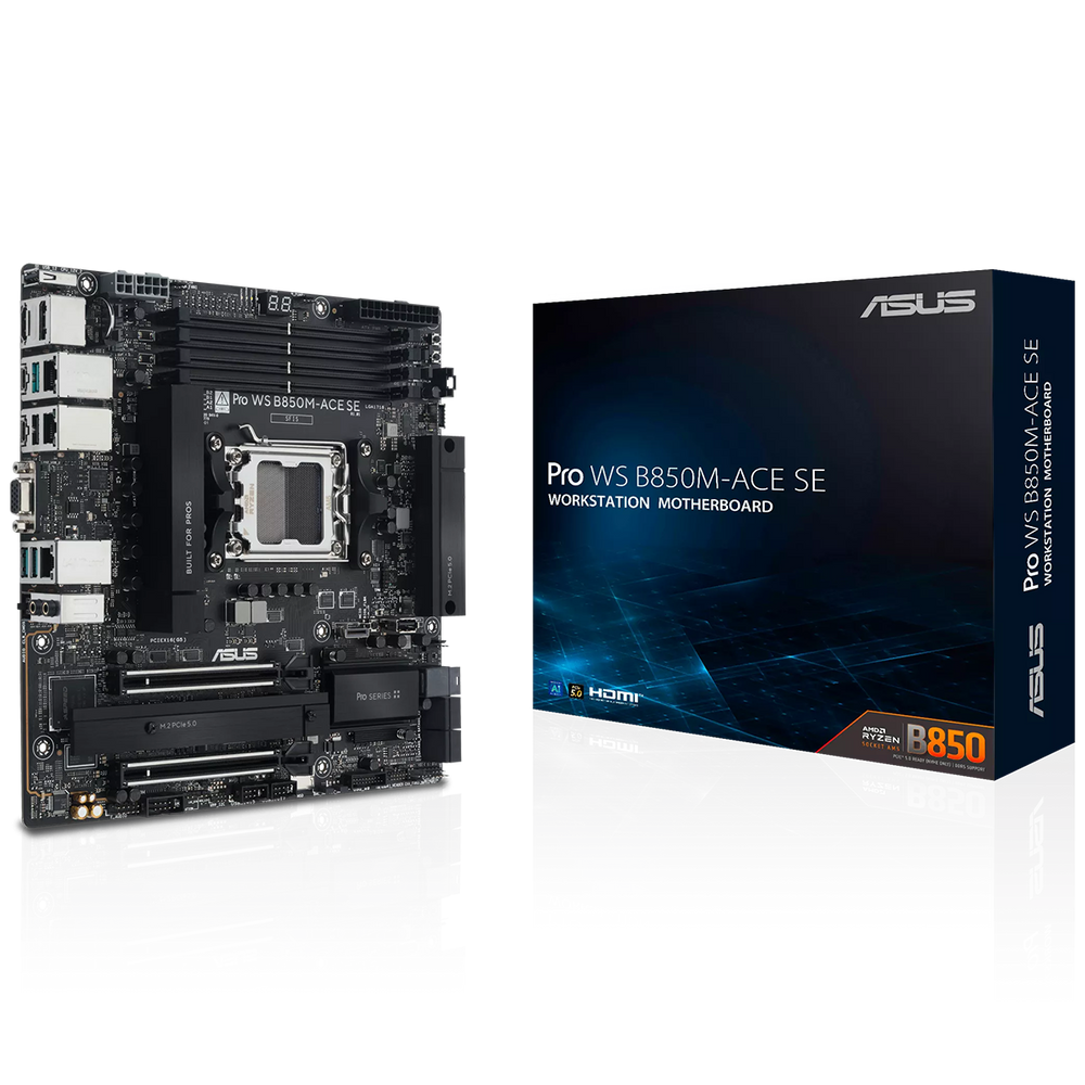 Материнская плата ASUS PRO WS B850M-ACE SE AM5 mATX 4xDDR5 2xPCIEx16 2xM.2 2хUSB-C DP HDMI VGA 10GLAN 2.5GLAN