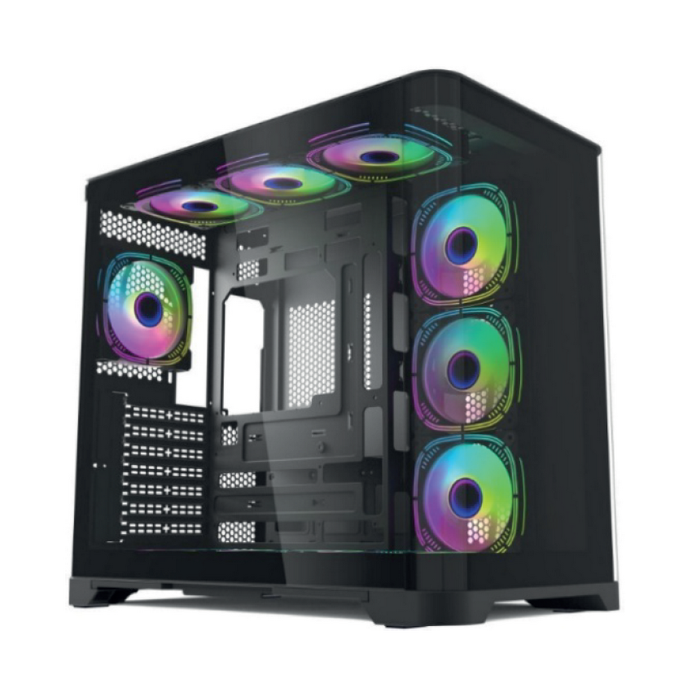 Корпус для ПК Forza Forza FZ-G42B Seaview TG ATX Case, black, w/o psu, Curved Tempered glass front panel, 1x3,5", 3x2,5