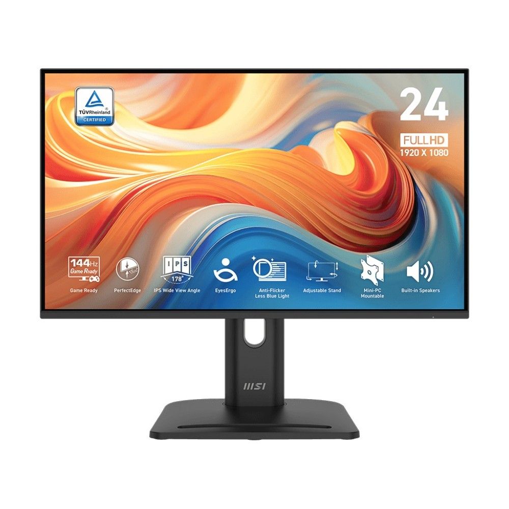 Монитор 23.8" MSI PRO MP245PG E14  IPS, 1920x1080, 144Hz, 4ms, 300сd/m, 1500:1, HDR | VGA, HDMI(2.0), DP(1.4) | HAS, Pivot, Swivel, InPSU, Speakers, Vesa 100, Black
