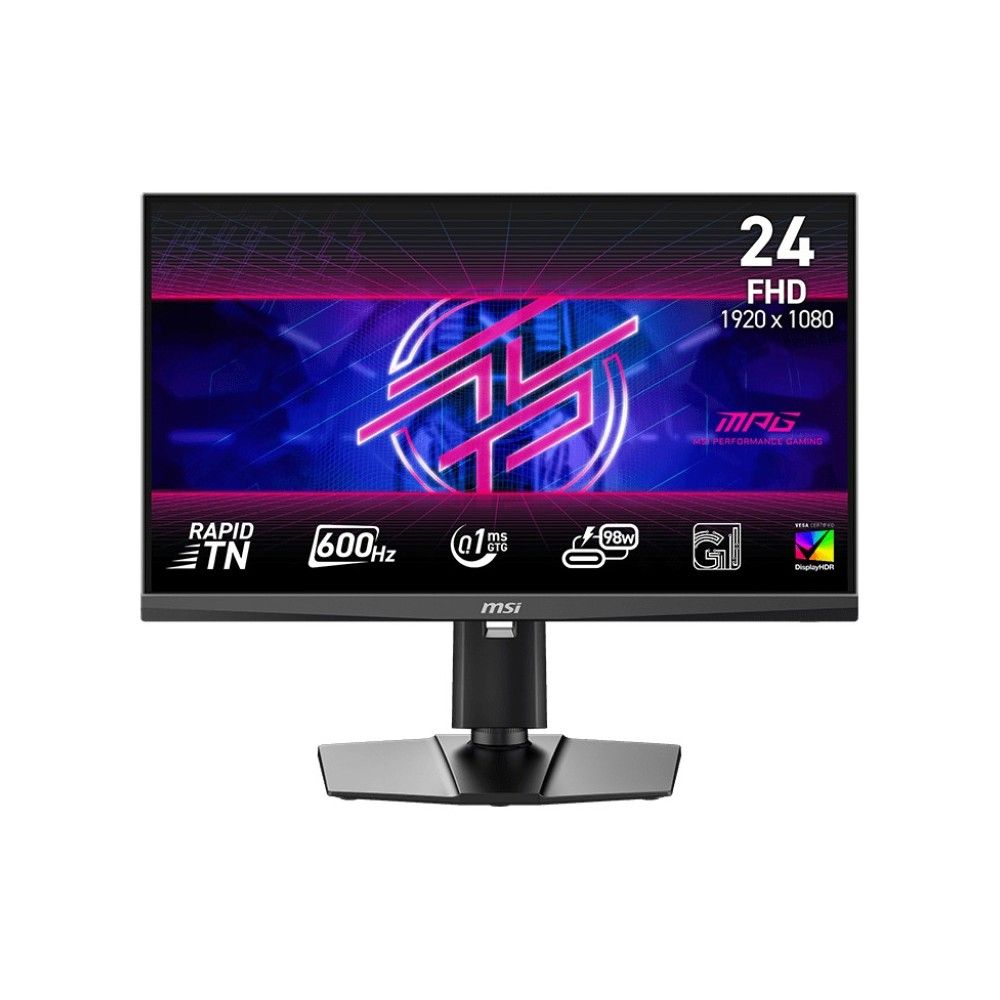 Монитор 24.1" MSI MPG 242R X60N  Rapid TN, 1920x1080, 600Hz, 0,1ms, 350сd/m, 1000:1, HDR10 | 2xHDMI(2.1), DP(1.4a), Type-C(PD-98W), 3xUSB2.0 | HAS, Pivot, Swivel, InPSU, Vesa 100, Black