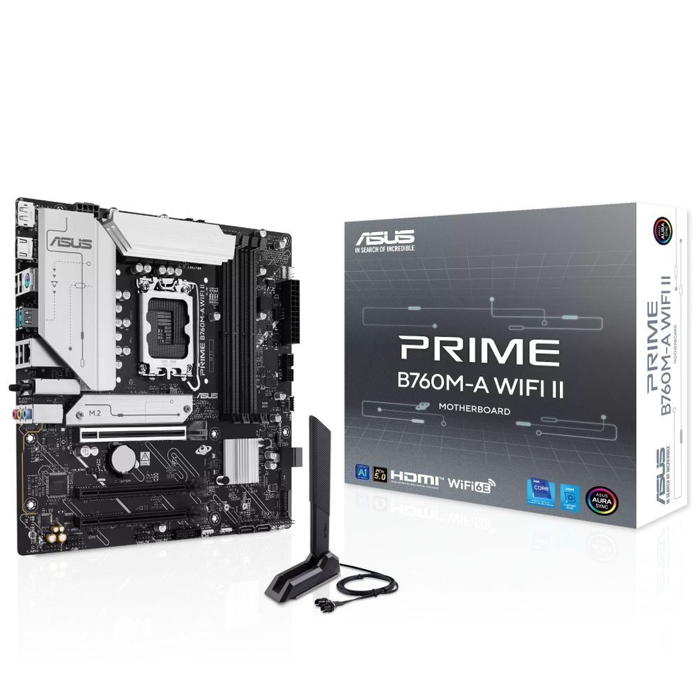 Материнская плата ASUS PRIME B760M-A WIFI II LGA1700 mATX 4xDDR5 3xPCIEx16 2xM.2 DP 2xHDMI 2.5GLAN Wi-Fi 6