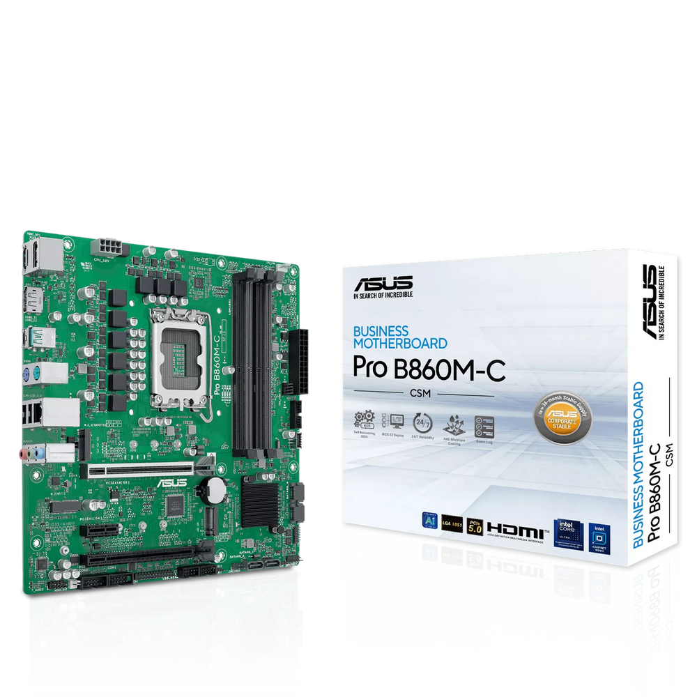 Материнская плата ASUS PRO B860M-C-CSM LGA1851 mATX 4xDDR5 2xPCIEx16 PCIEx1 USB-C 2xDP HDMI 2xM.2 GLAN