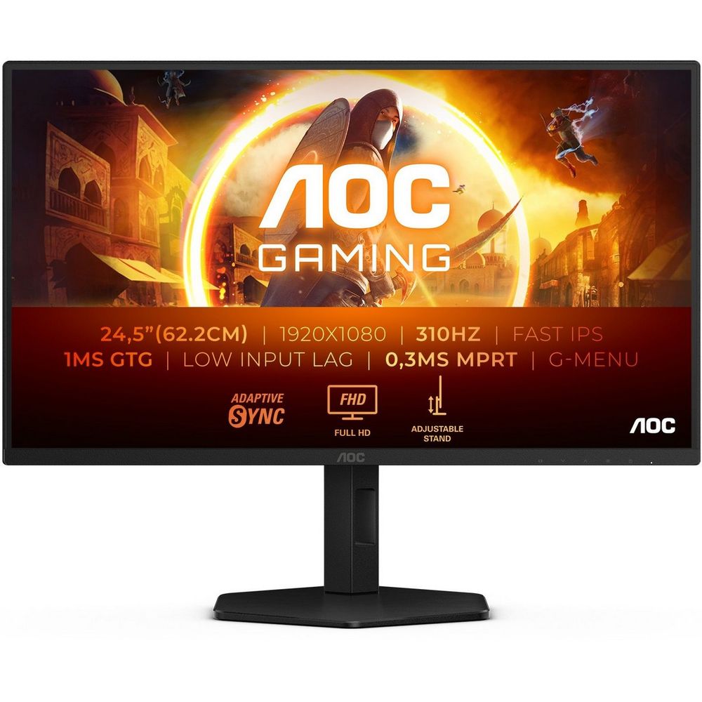 Монитор 24.5" AOC 25G4SXU  IPS, 1920x1080, 310Hz, 1ms, 400сd/m, 1000:1, HDR10 | 2xHDMI(2.0), 2xDP(1.4), 4xUSB 3.2 | HAS, Swivel, InPSU, Vesa 100, Black/Grey